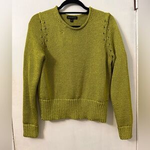 Banana Republic Metalic Chartreuse Crew Neck Sweater